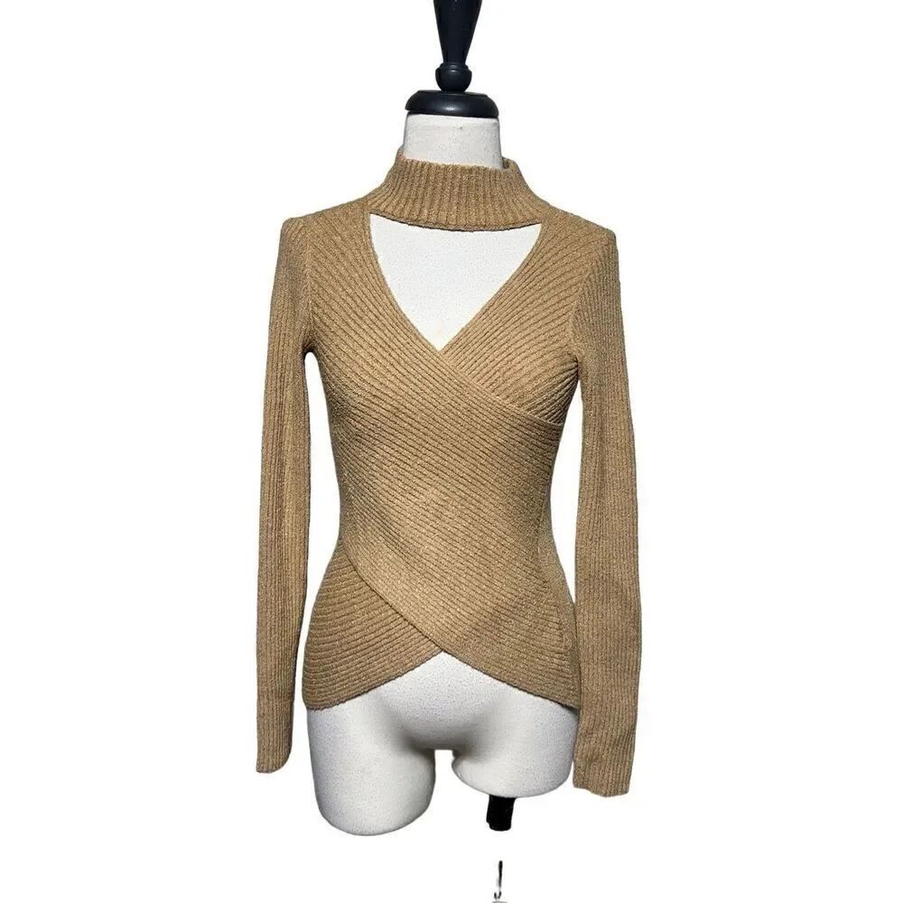 ASTR Tan Sexy Fitted Turtleneck Ling Sleeve Sweater Size XS